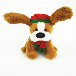 2022 factory customized singing christmas musical dancing moving ears plush dog toy