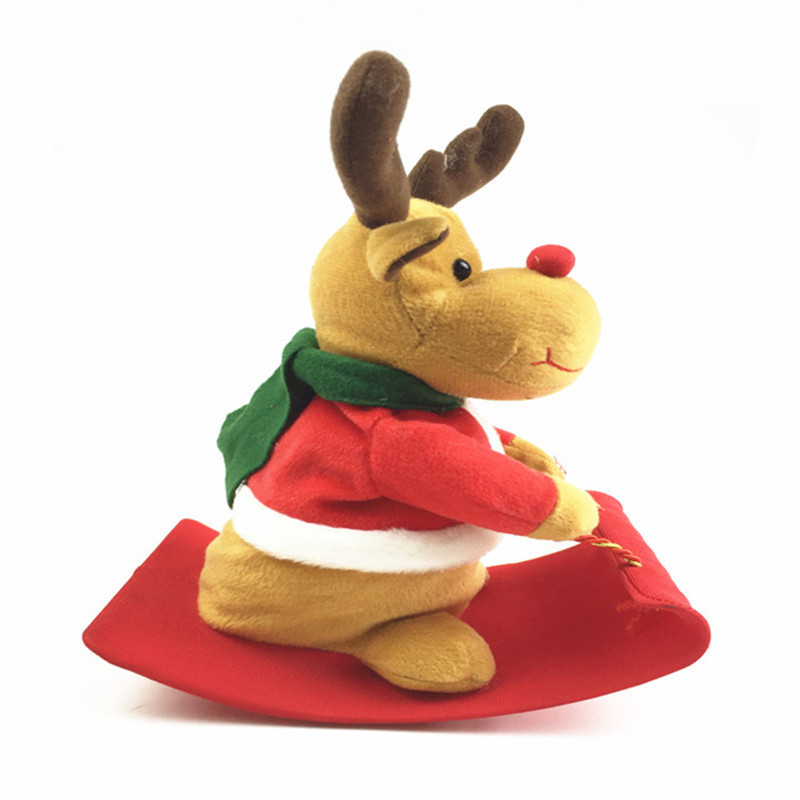 2022 factory customized singing stuffed brown  reindeer christmas toys plush stuffed toy on sled