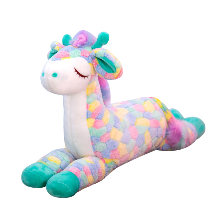 2022 rainbow plush stuffed toy giraffe promotional cute plush green giraffe