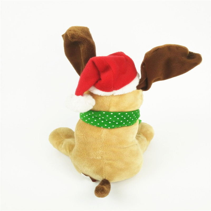 2022 factory customized singing christmas musical dancing moving ears plush dog toy