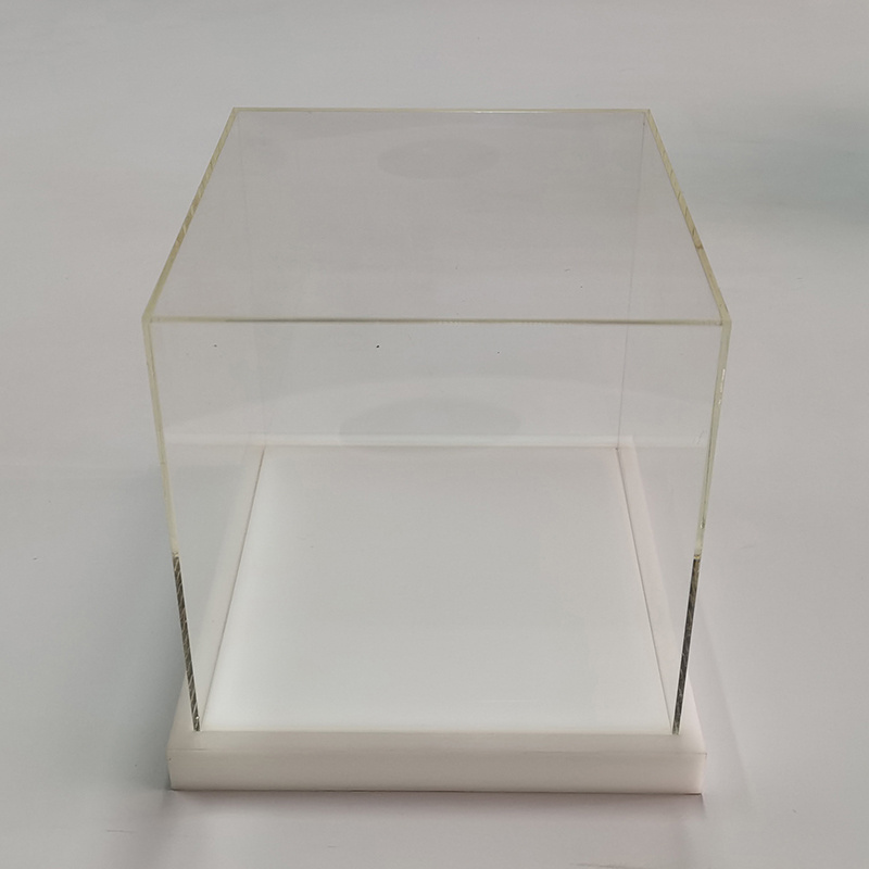 Wholesale Custom Size Square Clear Acrylic Display Box with Wood Base