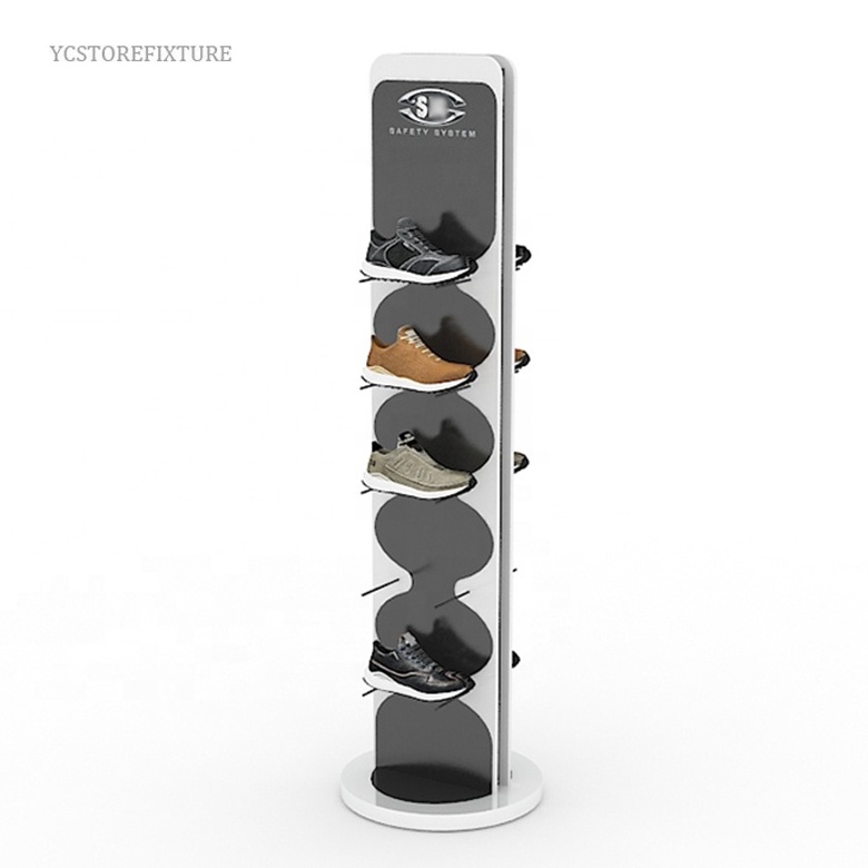 Online shopping retail store double sided stand shoe display for shop