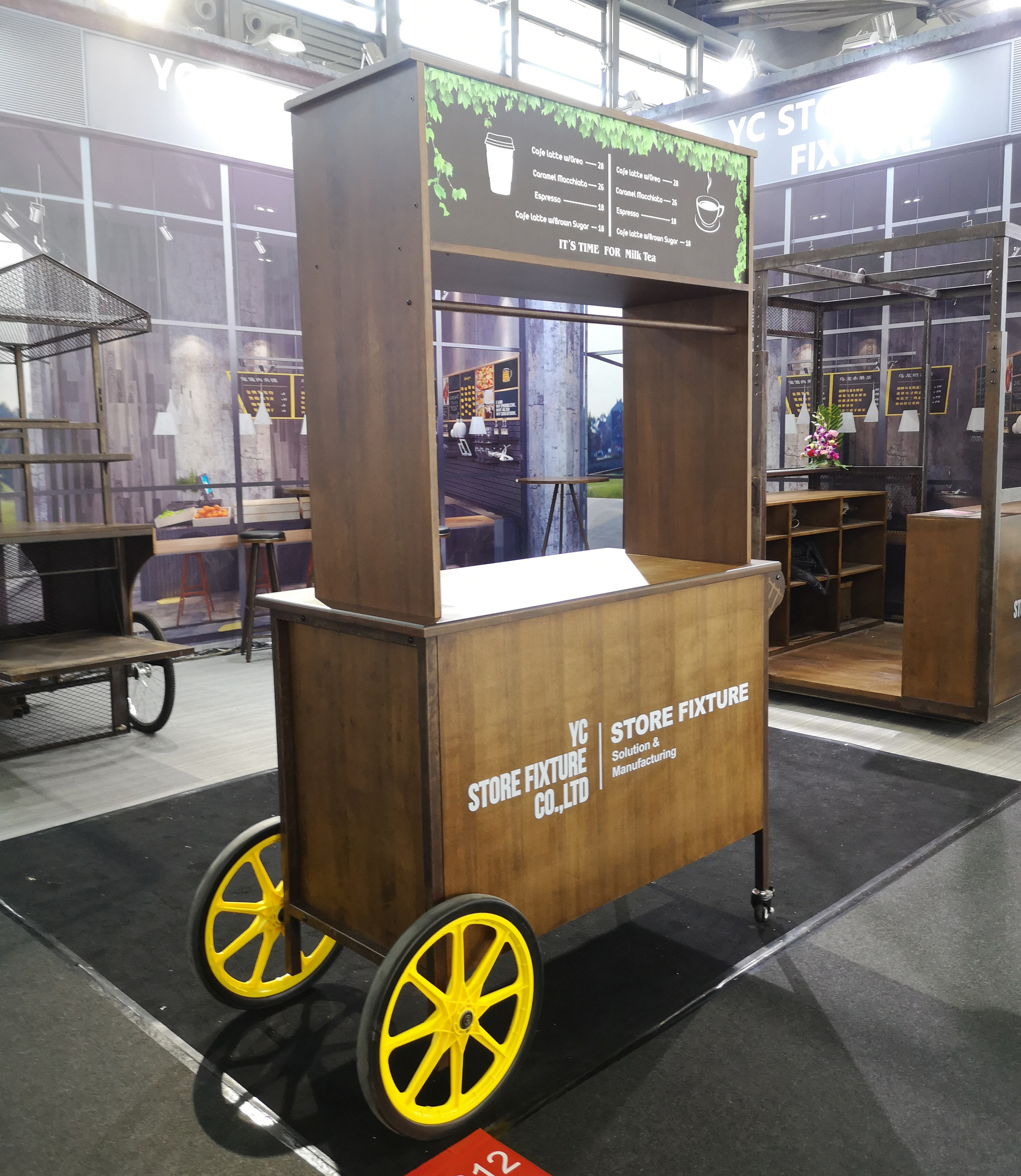 Latest design wooden food bike coffee vending cart for sale