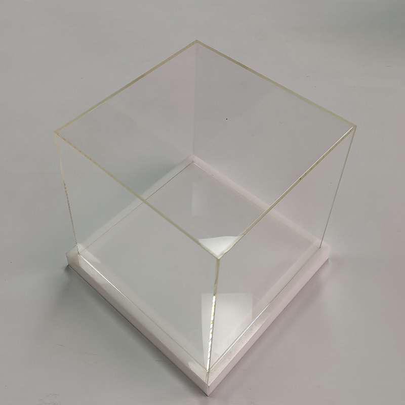 Wholesale Custom Size Square Clear Acrylic Display Box with Wood Base