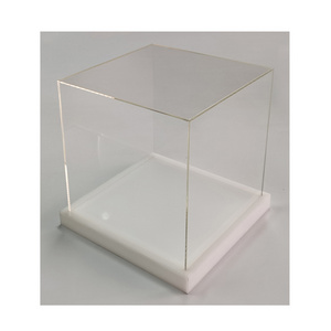 Wholesale Custom Size Square Clear Acrylic Display Box with Wood Base