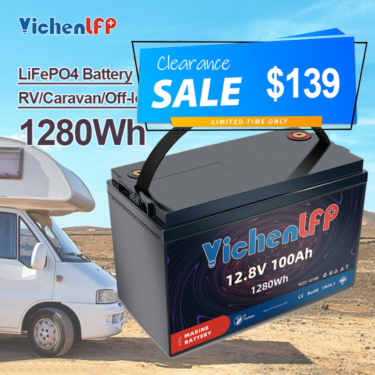 On sale 12.8V 100Ah Deep Cycle RV Caravan Marine Solar 12v lithium ion batteries 12V 100Ah LiFePO4 Battery