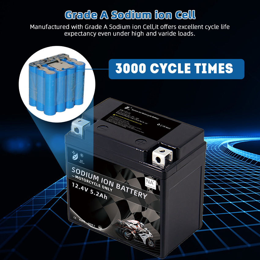 Custom Sodium ion Motorcycle Battery 12V 5Ah 5.2Ah 6.5Ah 10Ah 20Ah 30Ah Na ion for Motor ATV UTV Jet Ski Lawn Mower