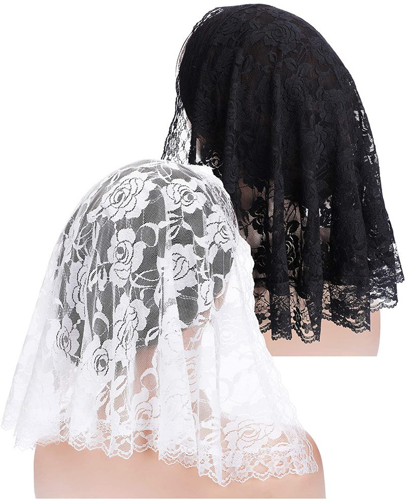 New Muslim lace shawl bride's veil black beige sunscreen veil Catholic scarf shawl