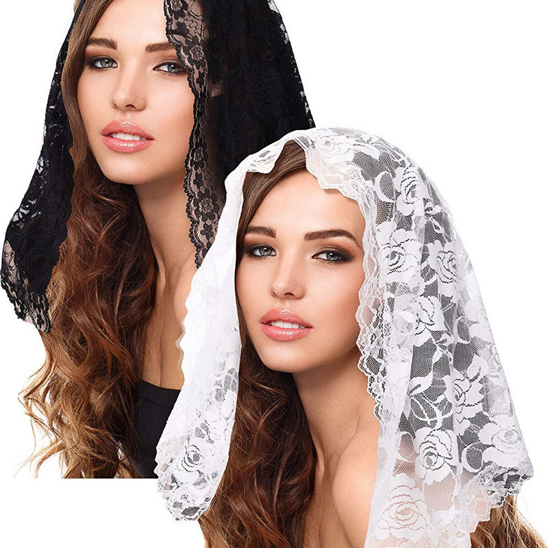 New Muslim lace shawl bride's veil black beige sunscreen veil Catholic scarf shawl