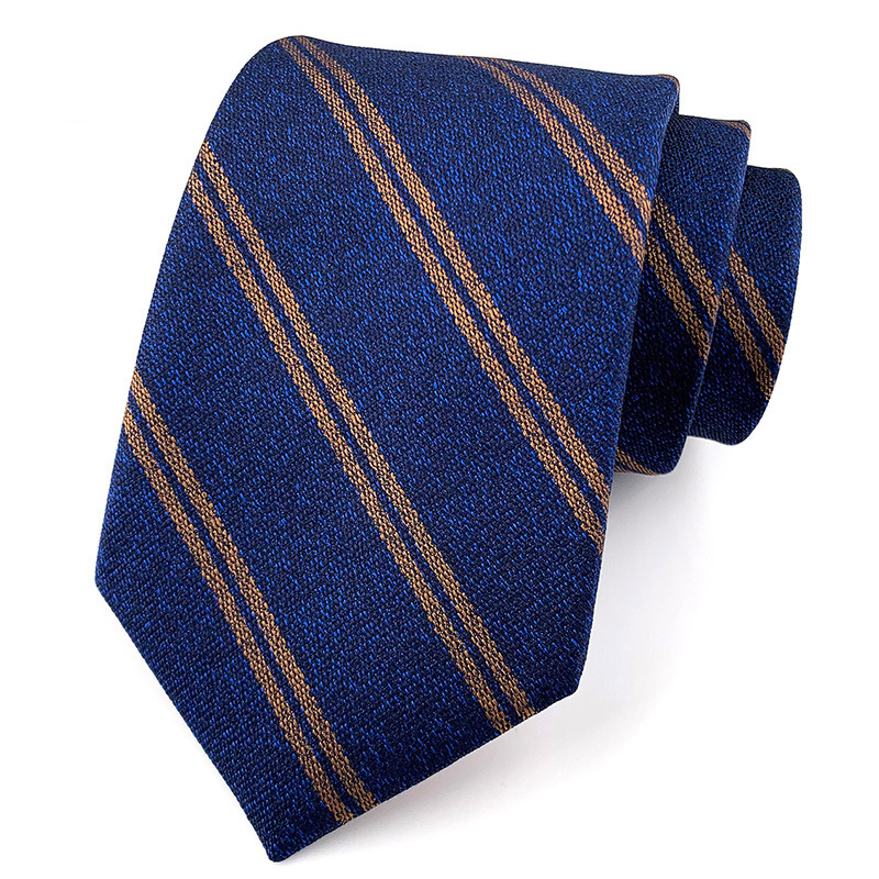 Wholesale Custom Design Dark Blue Gold Mens Neckties with Pocket Square Silk Corbatas for Men Silk Woven Ties