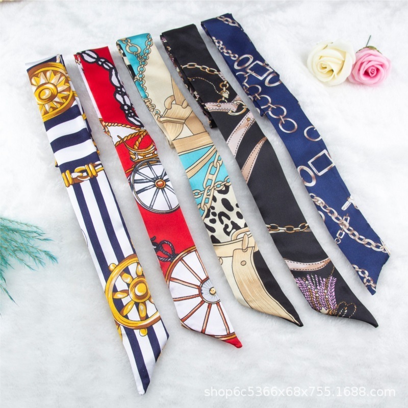 Wholesale Bag Accessories Small Silk Scarf Twill Cotton Pendant Decorate Soft Square Printed Tie Headdress Silk Scarf