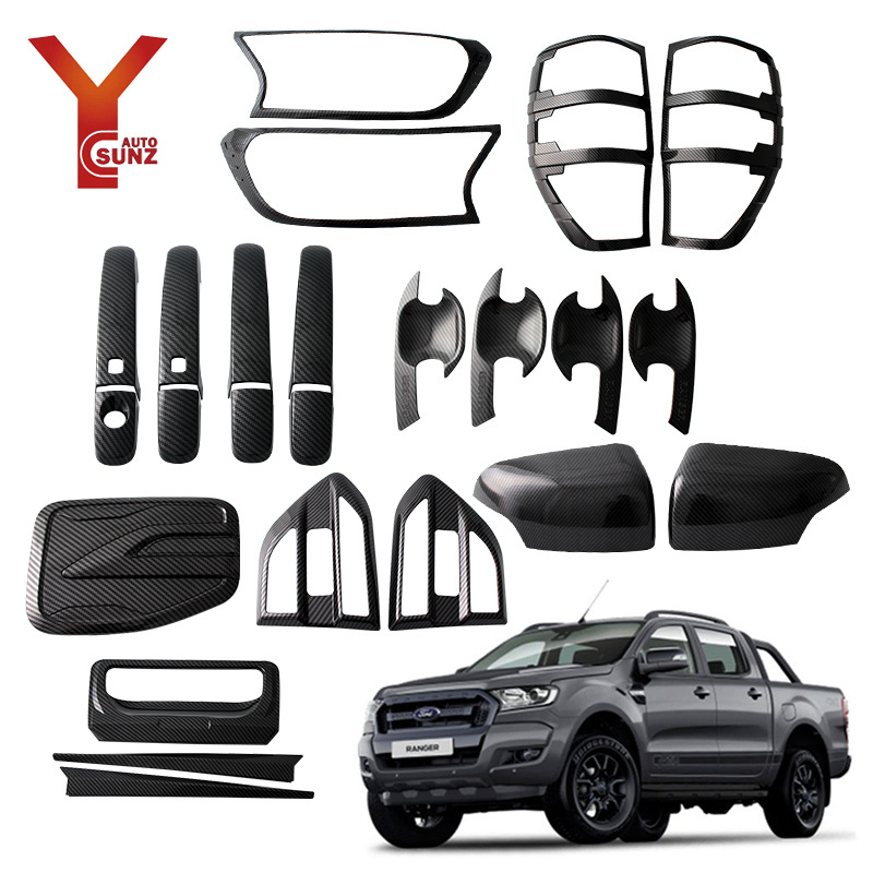 YCSUNZ For Ranger 2015 2016 2017 2018 2019 Body Kits New Carbon Fiber Light Cover Door Handle Cover Door Tank Cover ABS Plastic