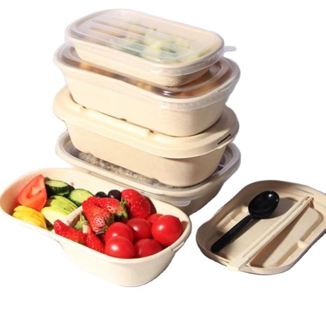 Custom containers recycle shandong food packaging kraft biodegradable disposable paper lunch box with lid