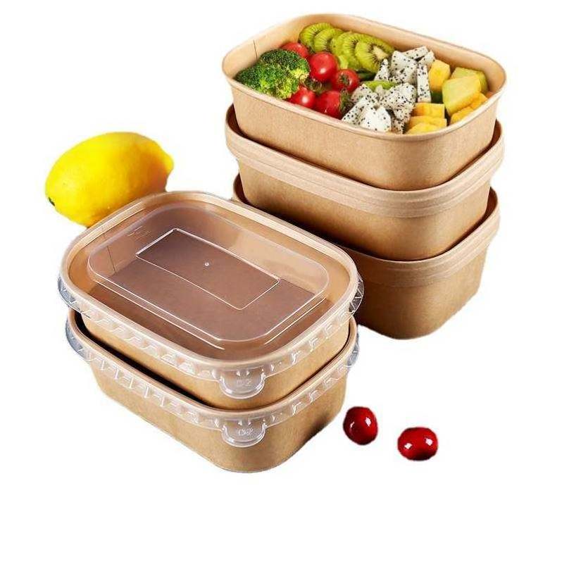 Custom containers recycle shandong food packaging kraft biodegradable disposable paper lunch box with lid