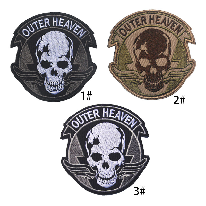 OUTER HEAVEN Full Embroidery High Quality Skull Fabric Sew-on Style Patches For Tactical Hat Boots and Cloth