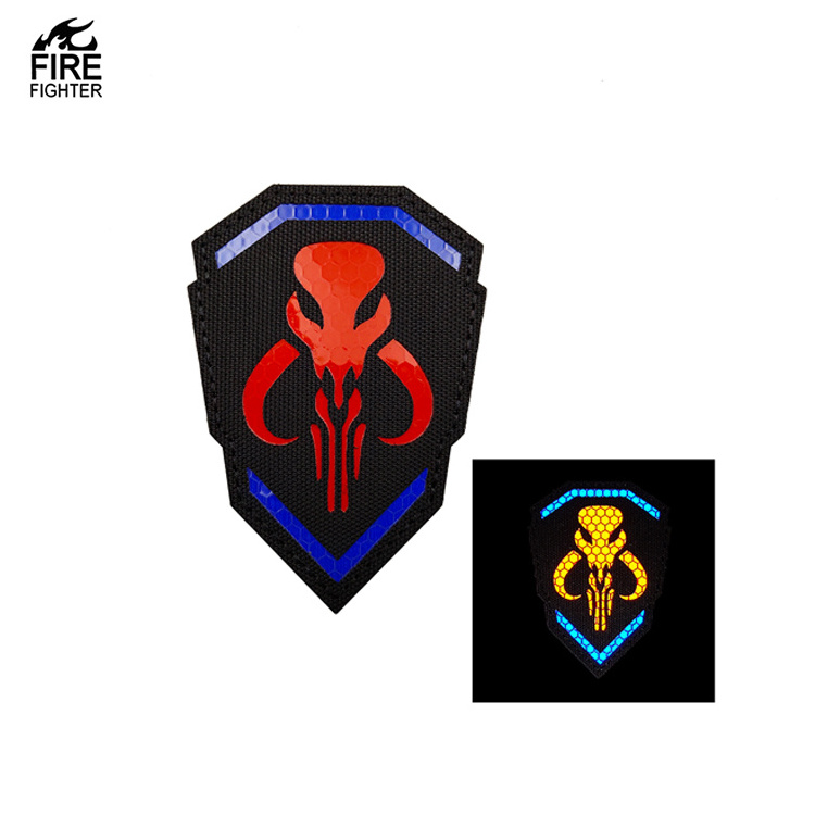 FIRE FRIGHT Bounty Hunters IR Reflective Clothing Sew-on Sticker Patches For Leather Overcoats