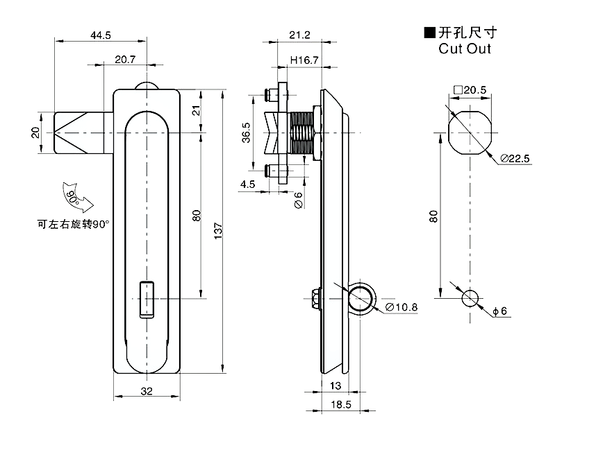 DL834 Stainless Steel Plane Lock  OEM Factory Wholesale Top Quality Swing handle Latch