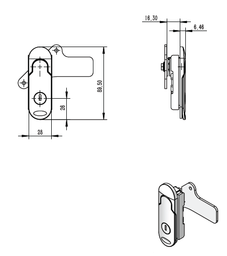 DL843 Zinc Alloy Body  Lock Swing Handle Lock Multi Point Handle Pull Latch Plane Lock