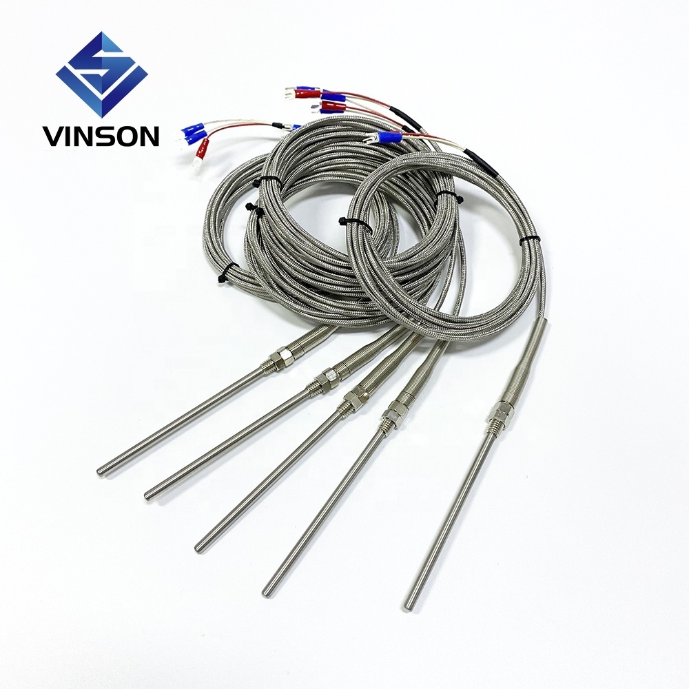 K J PT100 Type 50mm 150mm 100mm 200mm Probe 1m 2m 3m 5m lead wire M8 Screw Thread Cable Thermocouple Oven Temperature Sensor