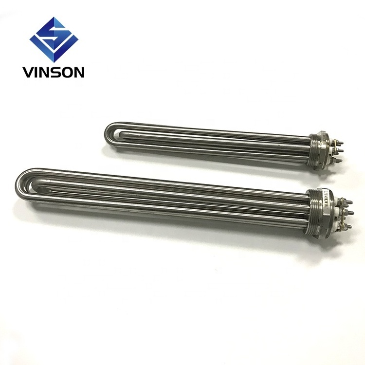 VINSON 220V 3kw/6kw/9kw/12kw DN32 screw type immersion thread water heater element with SS304 SS316 material