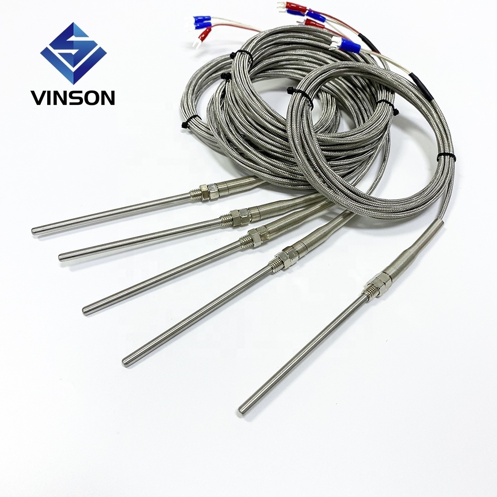 K J PT100 Type 50mm 150mm 100mm 200mm Probe 1m 2m 3m 5m lead wire M8 Screw Thread Cable Thermocouple Oven Temperature Sensor