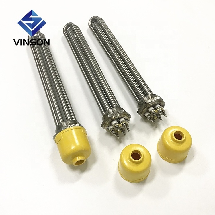 VINSON 220V 3kw/6kw/9kw/12kw DN32 screw type immersion thread water heater element with SS304 SS316 material