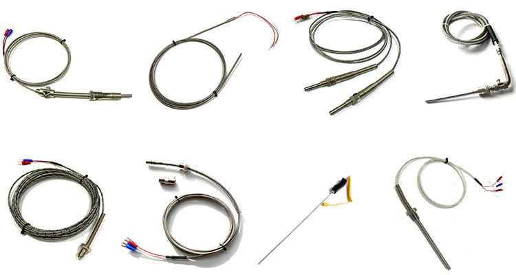 K J PT100 Type 50mm 150mm 100mm 200mm Probe 1m 2m 3m 5m lead wire M8 Screw Thread Cable Thermocouple Oven Temperature Sensor