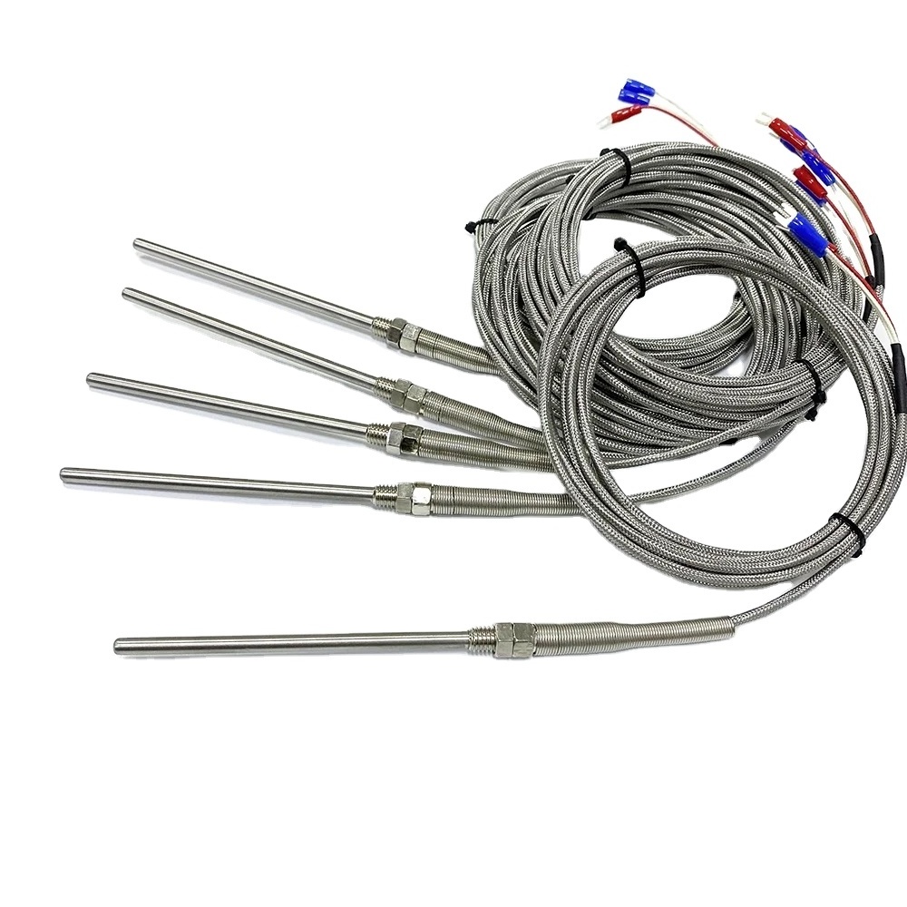 K J PT100 Type 50mm 150mm 100mm 200mm Probe 1m 2m 3m 5m lead wire M8 Screw Thread Cable Thermocouple Oven Temperature Sensor