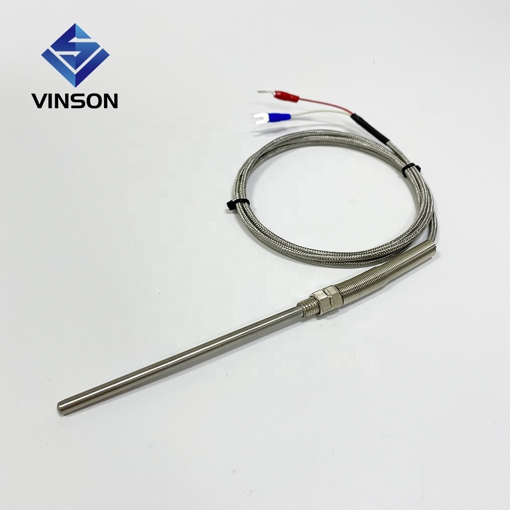 K J PT100 Type 50mm 150mm 100mm 200mm Probe 1m 2m 3m 5m lead wire M8 Screw Thread Cable Thermocouple Oven Temperature Sensor