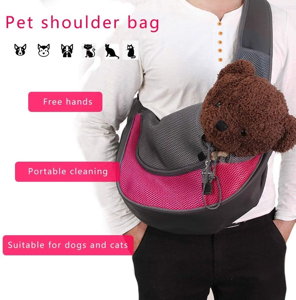 Outdoor Travel Dog Shoulder Bag Mesh Oxford Single Comfort Sling Handbag Tote Pouch Pet Puppy Carrier