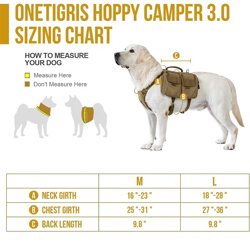 Custom Heavy Duty Luxury Tactical Dog Harness No Pull Dog Saddle Bag Heavy Duty Dog Vest  Hiking Backpack