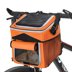 Expandable Soft-Sided Pet Carrier Backpack Safety Outdoor Pet Travel Bicycle Basket Bag Foldable Dog Bike Basket Carrier