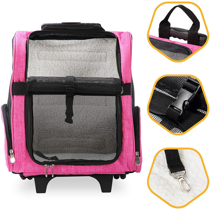 OEM Portable Breathable Travel Dog Cat Stroller Pet Front Carrier Case Trolley Bag Cat Carrier Pet Trolley Carrier With Wheels