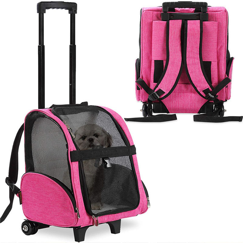 OEM Portable Breathable Travel Dog Cat Stroller Pet Front Carrier Case Trolley Bag Cat Carrier Pet Trolley Carrier With Wheels