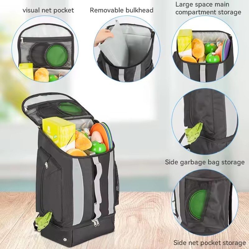 Outdoor Camping Dog Cat Food Storage Bag Travel Pet Cooler Backpack Pet Training Bag Sport Dog Food Carrier Pet Bag