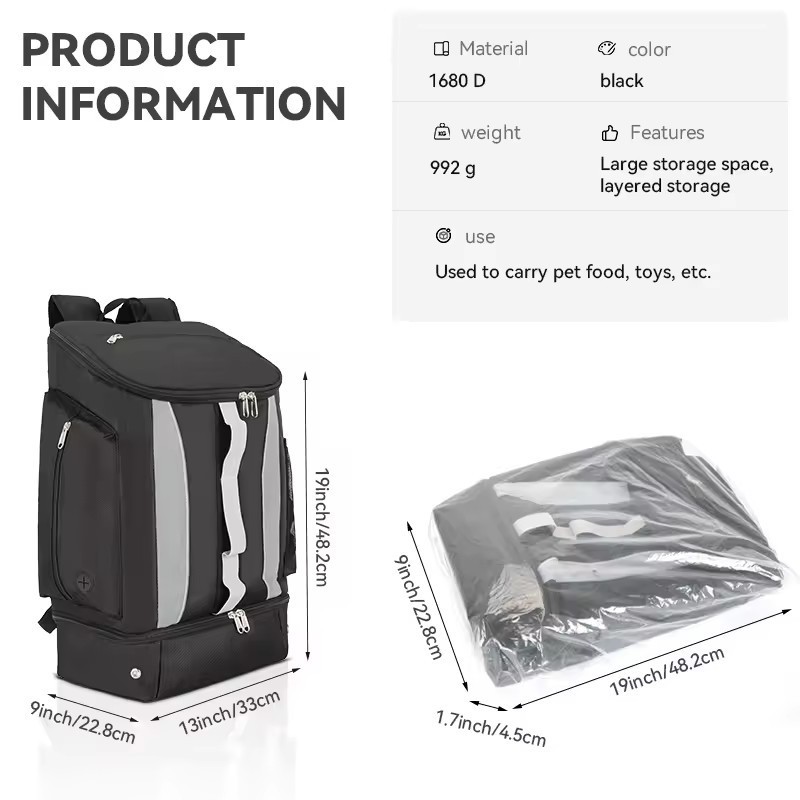 Outdoor Camping Dog Cat Food Storage Bag Travel Pet Cooler Backpack Pet Training Bag Sport Dog Food Carrier Pet Bag