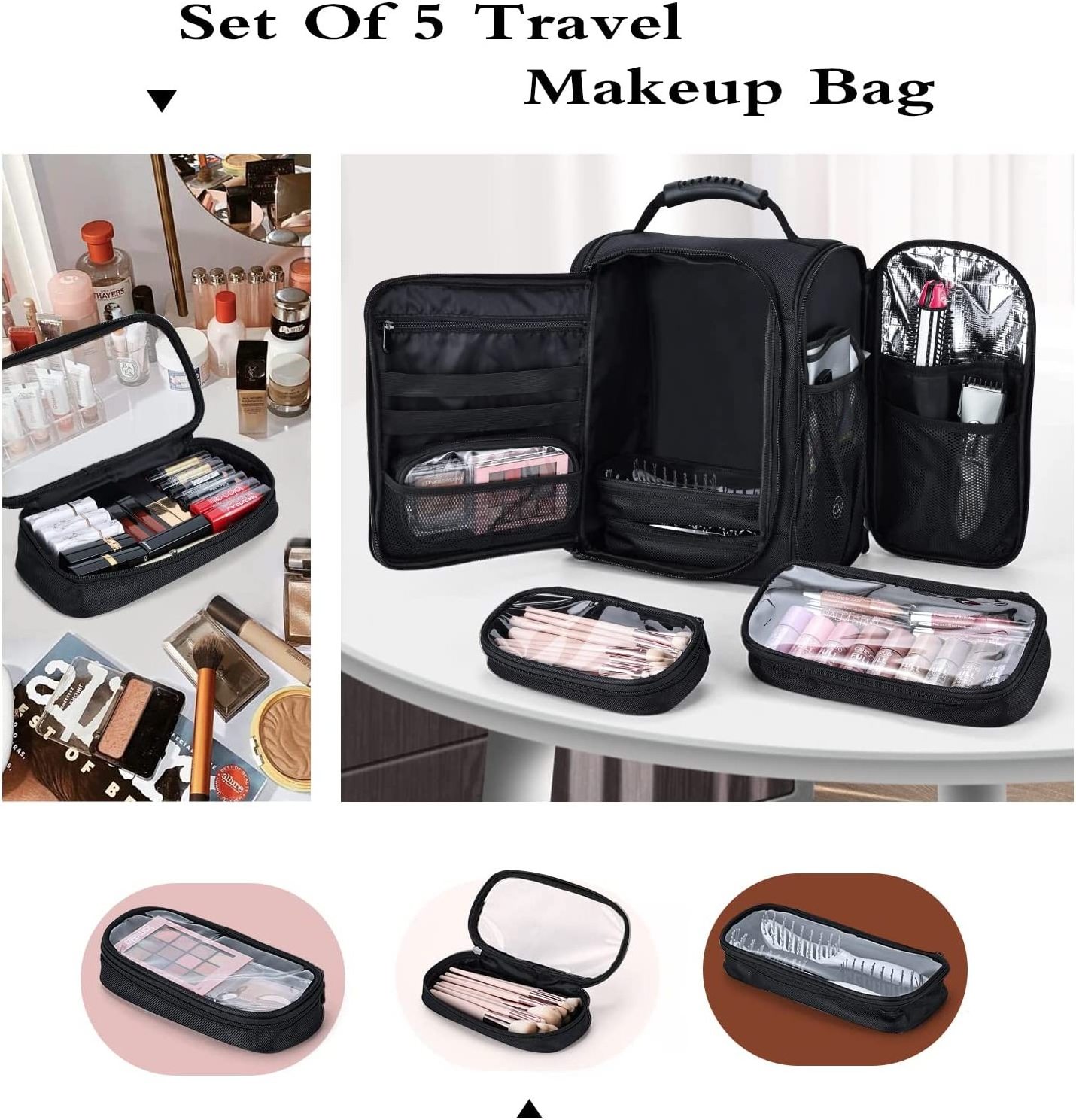 Professional Makeup Barber Backpack Extra Large Makeup Artist Train Case for Nail Kits Carry on Travel Cosmetic Backpack