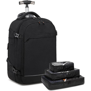 custom travel 40L Rolling Backpack multi-compartment Single trolley backpack with rolling wheels for travel