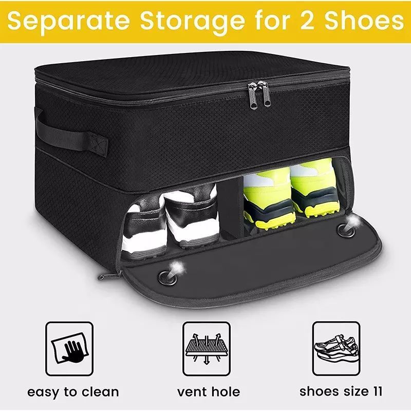 Custom Car Golf Trunk Organizer 2 Layers Waterproof Car Golf Locker Storage Bag for Golf Accessories And 2 Pairs of Shoes