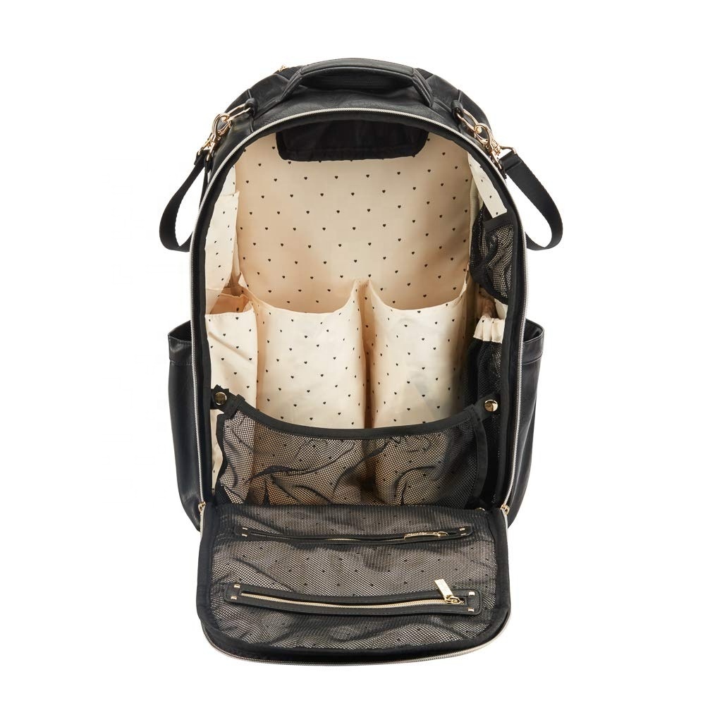 custom wholesale baby diaper bag backpack Convertible Vegan Leather baby Nappy Backpack diaper bag with changing station