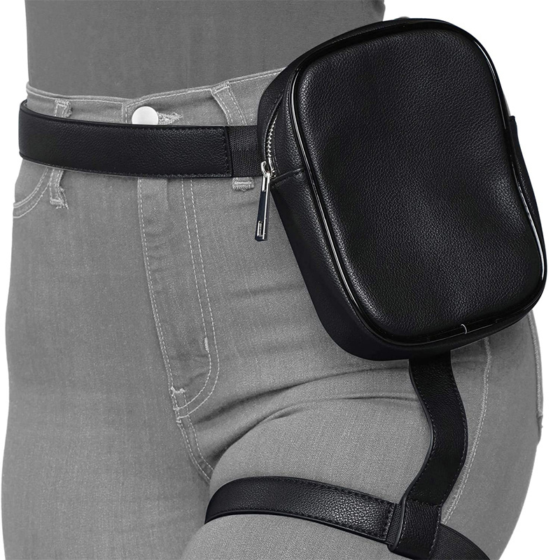 Thigh Harness Leg Purse Fanny Bag Packs Leather PU Men Women Waist Small Black Leg Bag