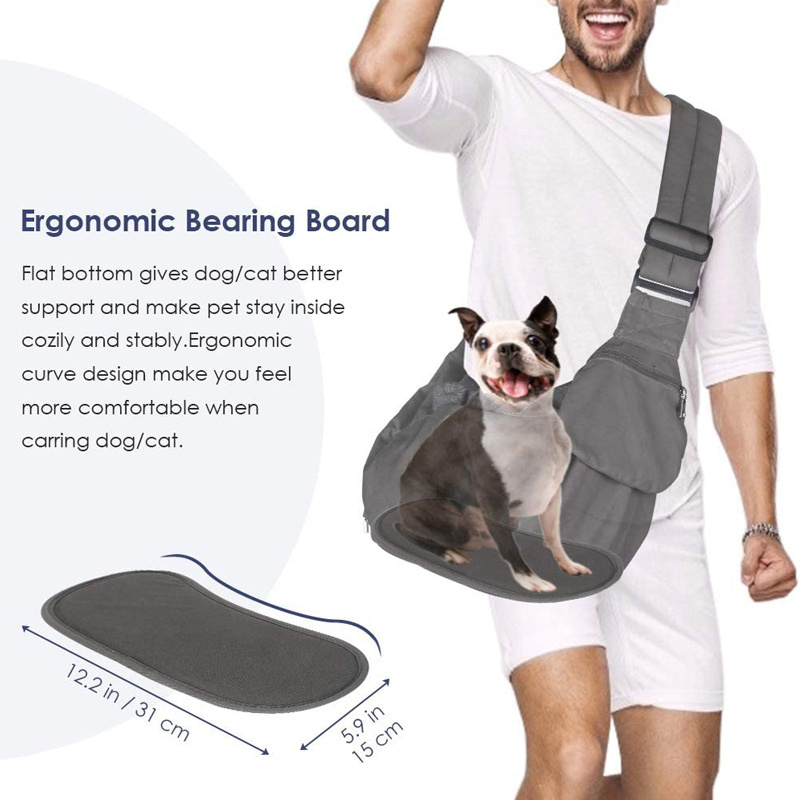 Adjustable Padded Shoulder Strap Comfortable Hard Bottom Support Small Dog Papoose Travel Pet Carrier Sling Bag