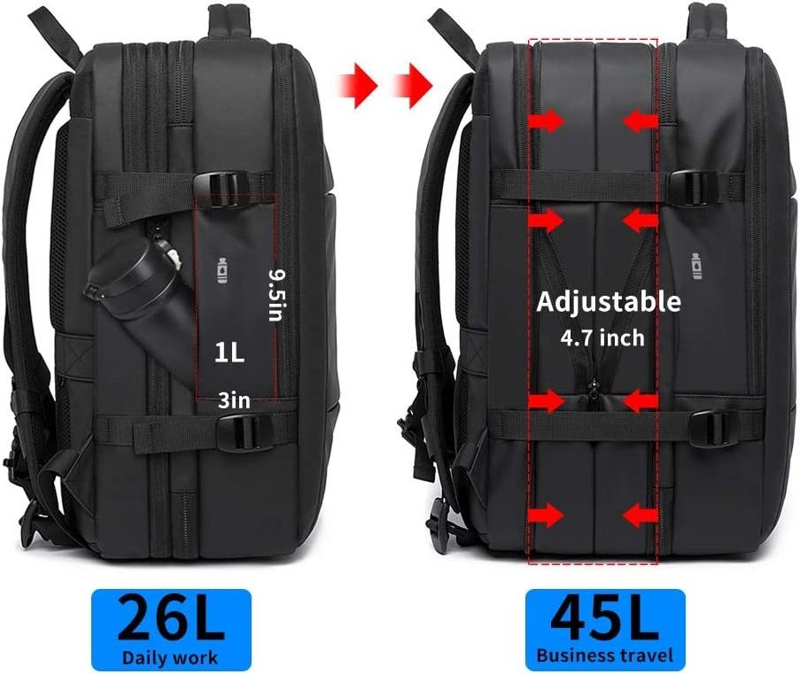 45L Expandable Travel Backpacks Weekender Carry-on Backpack 17.3inch Laptop Backpack bag