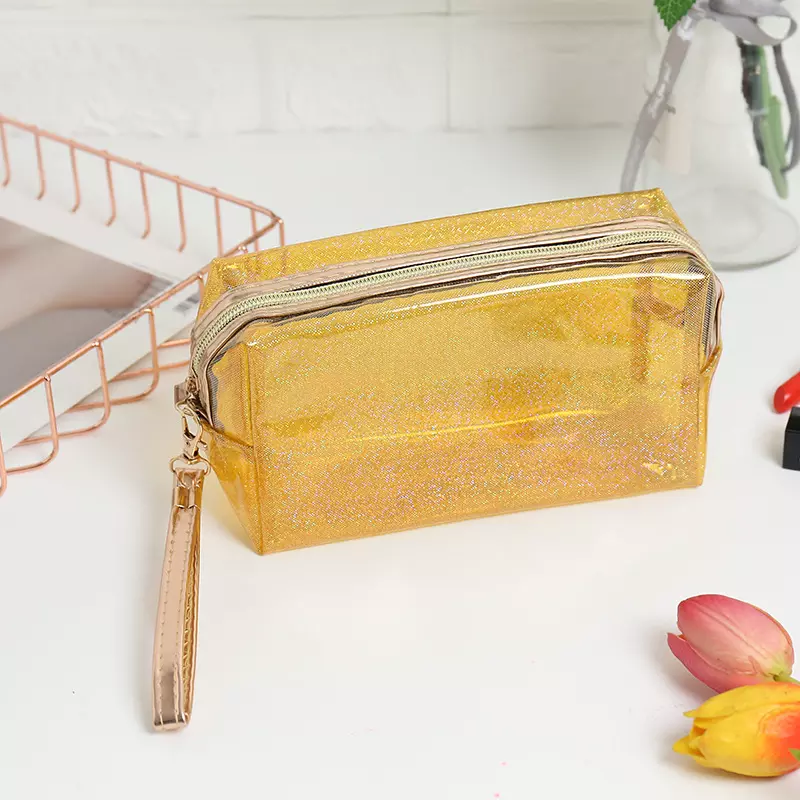 Waterproof Transparent Jelly Color Plastic Toiletry Travel Clear PVC Zipper Cosmetic pouch Makeup Bag