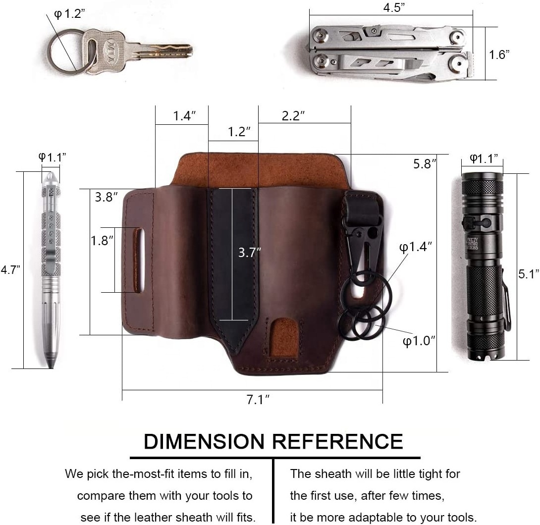 Outdoor Waist Tool Flashlight Holster Bag EDC Organizer Holder Pouch Genuine Leather Men Multitool Sheath for Belt