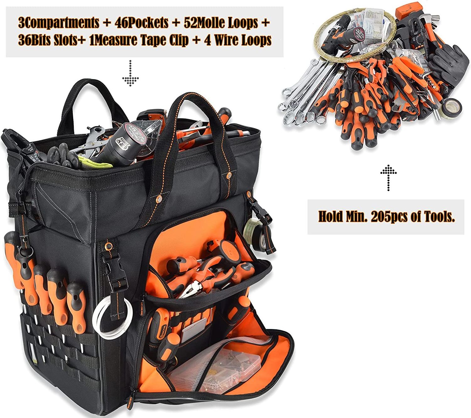 Technician Storage Foldable Rolling Tool Bag Heavy Duty Tools Organizer Work Bags Factory OEM Wheeled Tool Bag