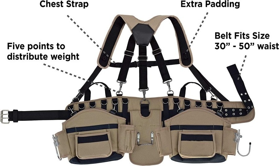 Heavy dutySuspenders working Tool Vest Ultra Anti-Wear Comfort-Rig Tool Belt Carpenter Combo Apron Tool Pouch For Framers