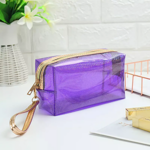 Waterproof Transparent Jelly Color Plastic Toiletry Travel Clear PVC Zipper Cosmetic pouch Makeup Bag