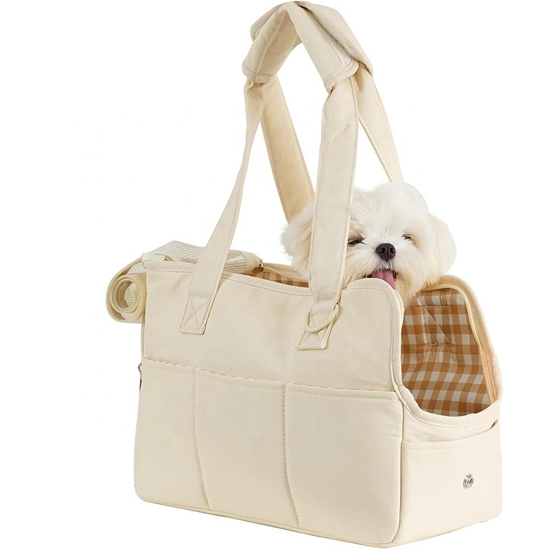 custom Portable Soft-Sided tote bag pet carrier bag Small Dog Cat Carrier Purse with Adjustable Safety Tether