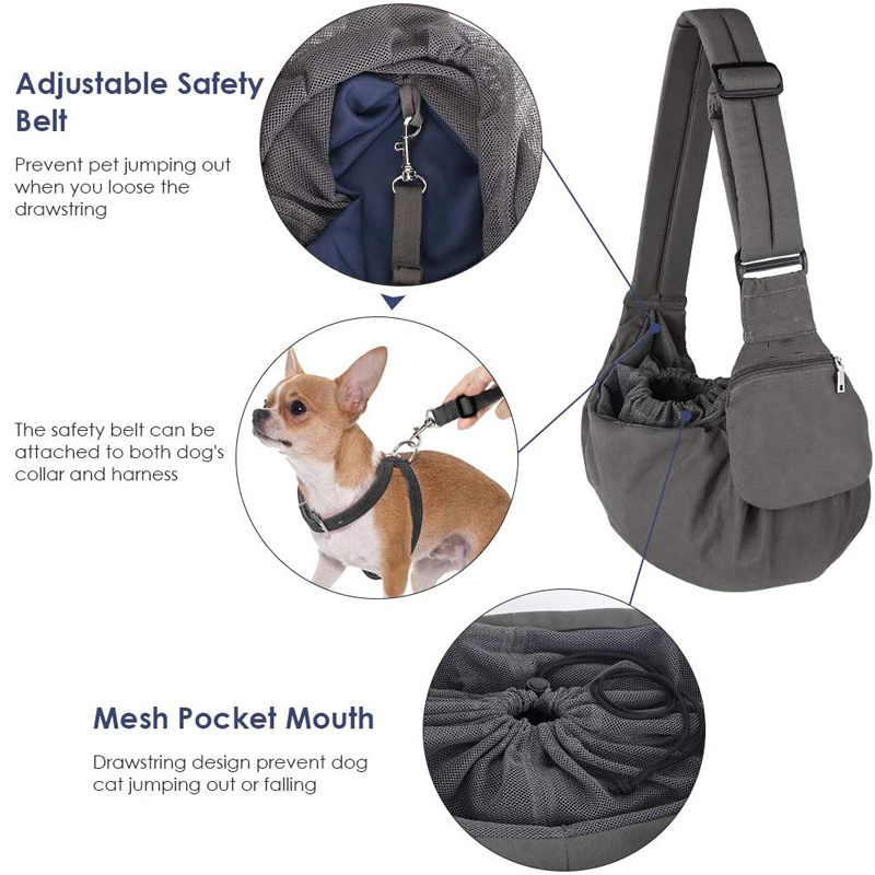 Adjustable Padded Shoulder Strap Comfortable Hard Bottom Support Small Dog Papoose Travel Pet Carrier Sling Bag